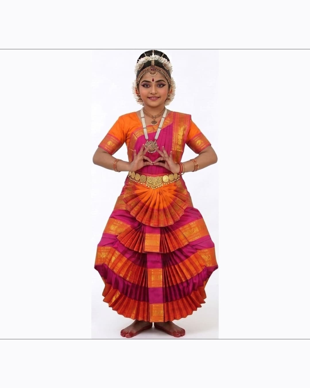 Bharatanatyam Orange Pink Heavy Fancy Dress