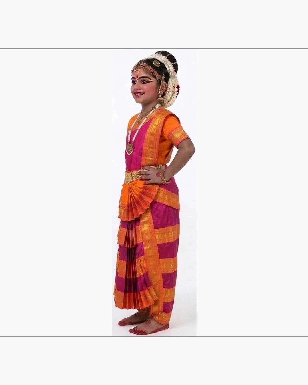 Bharatanatyam Orange Pink Heavy Fancy Dress thumbnail 2