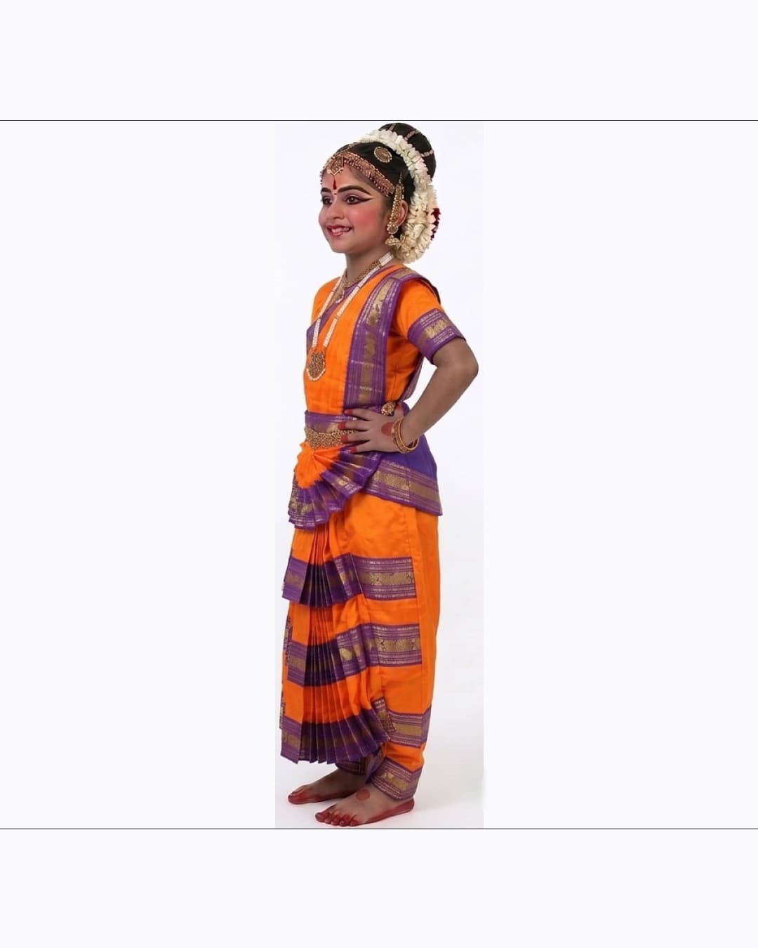 Bharatanatyam Orange Purple Heavy Fancy Dress thumbnail 2