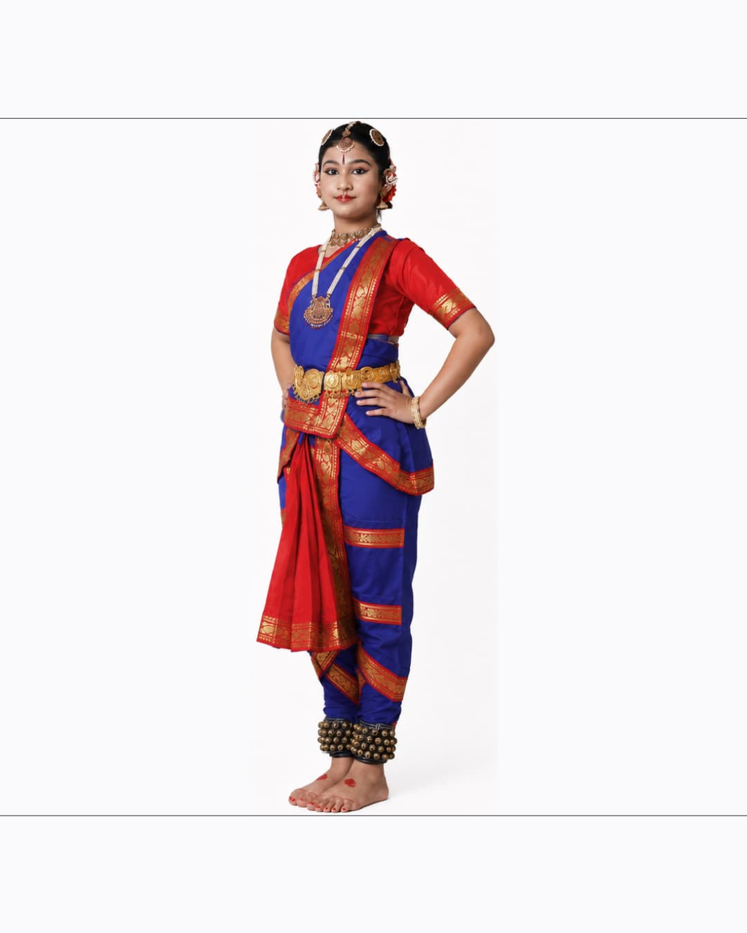Bharatanatyam Red Blue Heavy Fancy Dress thumbnail 2