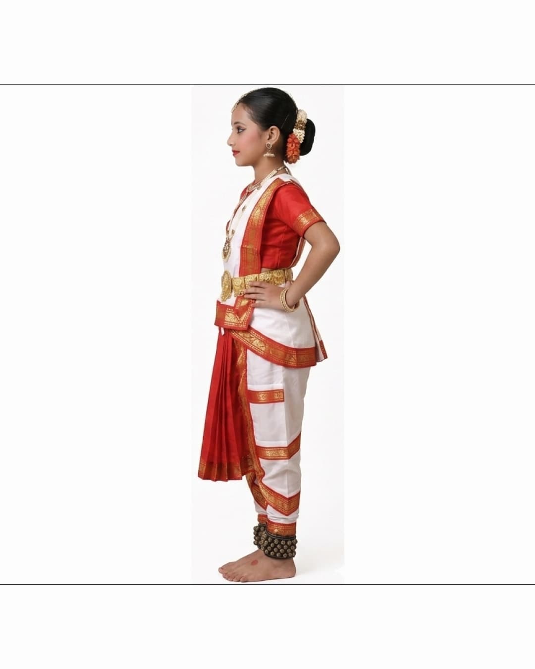 Bharatanatyam Red Yellow Heavy Fancy Dress thumbnail 2