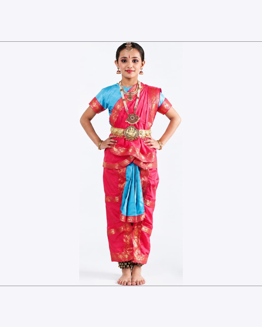 Bharatanatyam Sky Blue Pink Heavy Fancy Dress