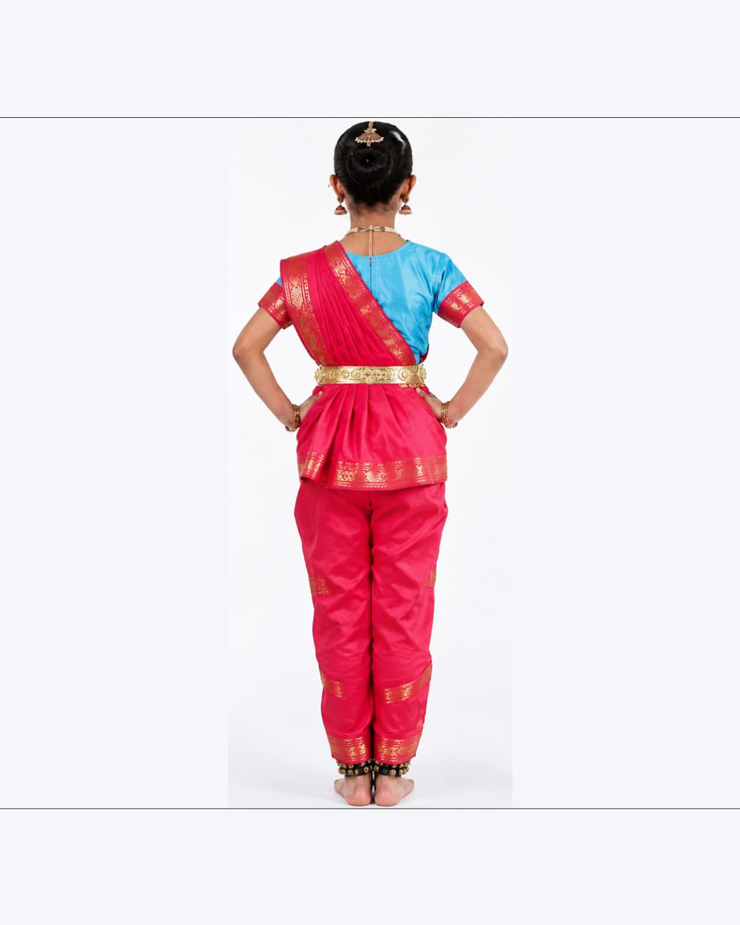 Bharatanatyam Sky Blue Pink Heavy Fancy Dress thumbnail 3